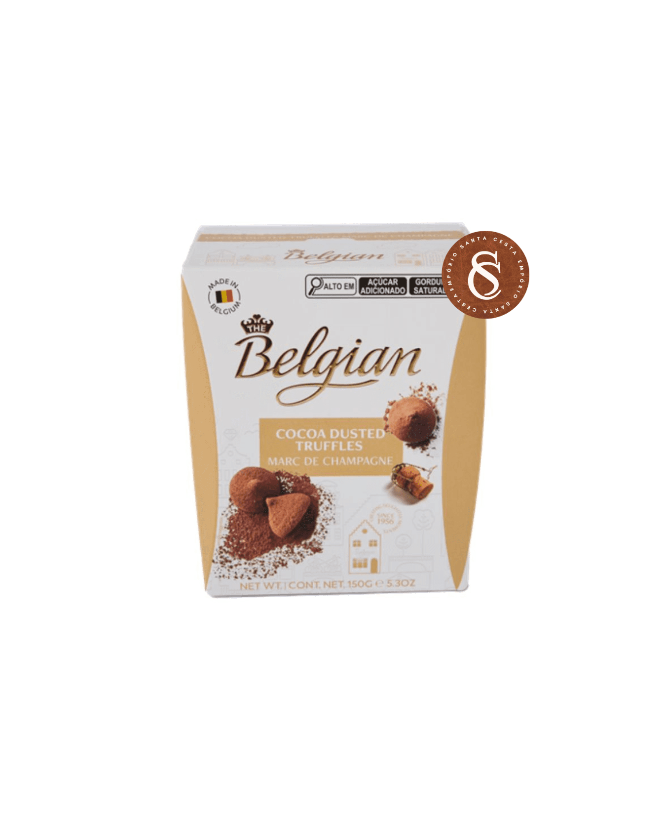 TRUFAS DE CHOCOLATE COM RECHEIO SABOR CHAMPAGNE BELGIAN 150G