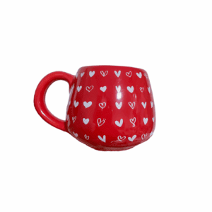 CANECA VERMELHA COM CORAÇÕES - 440ML
