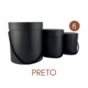 CAIXA PRETA REDONDA COM TAMPA E ALÇA 12x15CM UN