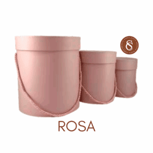 CAIXA ROSA REDONDA COM TAMPA E ALÇA 12x15CM UN