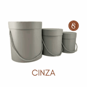 CAIXA CINZA GRAFITE REDONDA COM TAMPA E ALÇA 12x15CM UN