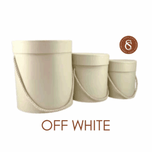 CAIXA OFF WHITE REDONDA COM TAMPA E ALÇA 12x15CM UN