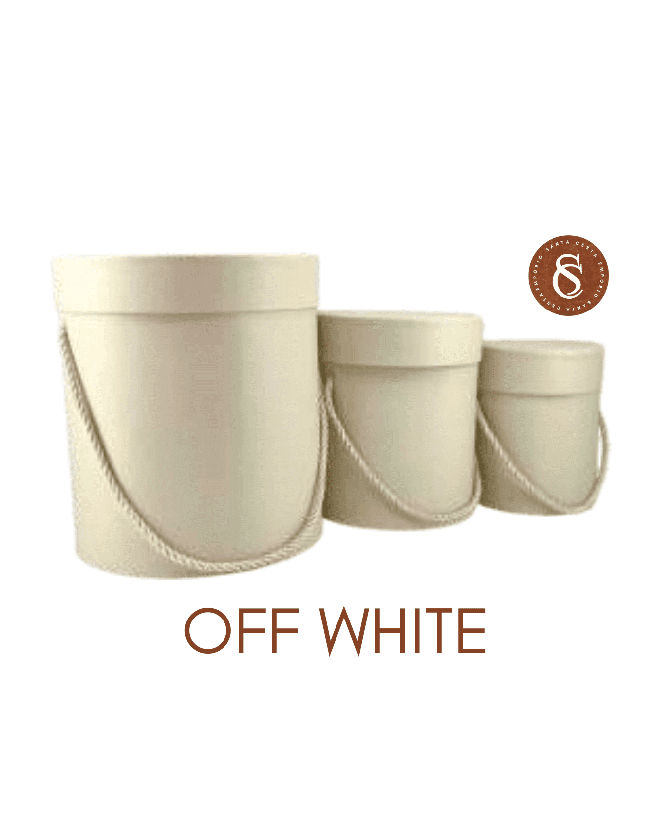CAIXA OFF WHITE REDONDA COM TAMPA E ALÇA 12x15CM UN