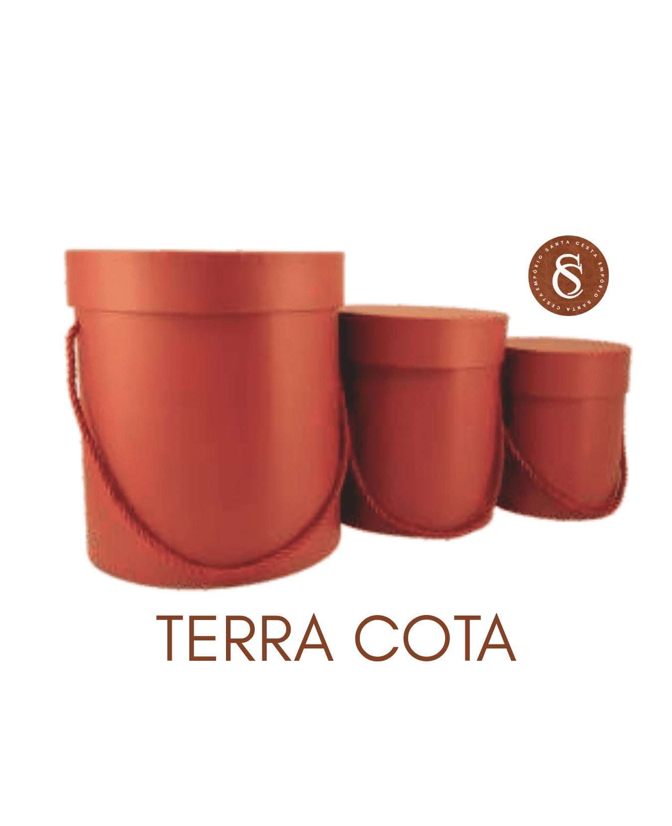 CAIXA TERRA COTA REDONDA COM TAMPA E ALÇA 12x15CM UN