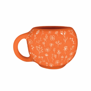 CANECA DECOR LARANJA COM FLORES - 630ML