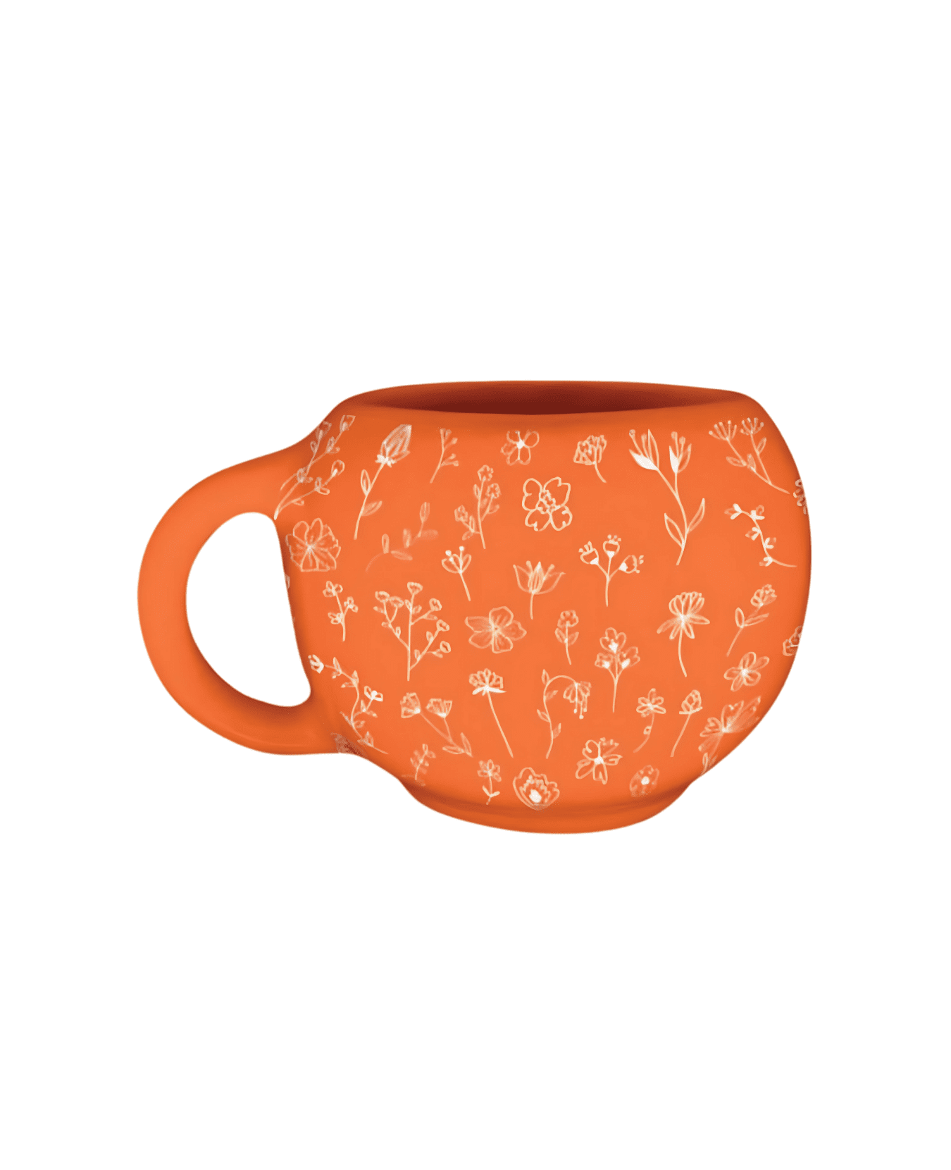CANECA DECOR LARANJA COM FLORES - 630ML