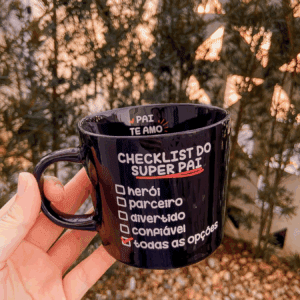 CANECA PRETA CHECK-LIST DO SUPER PAI - 366ML