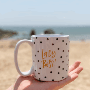 CANECA RETA BRANCA LADY BOSS COM POÁ - 300ML