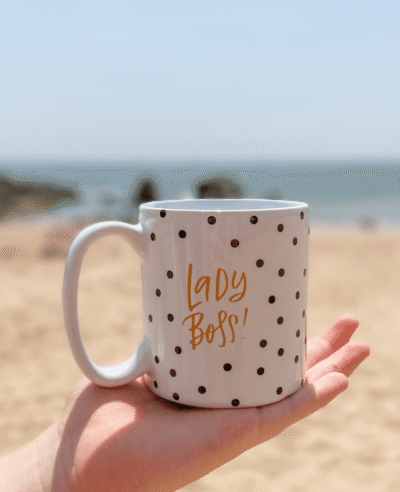 CANECA RETA BRANCA LADY BOSS COM POÁ - 300ML