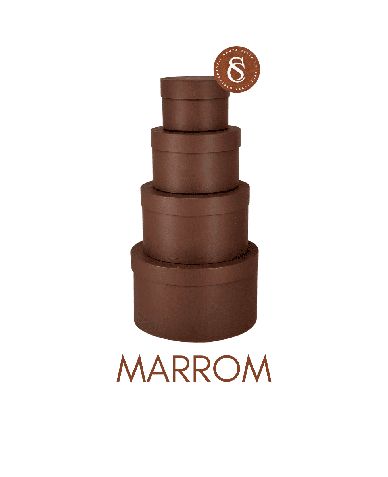 CAIXA REDONDA MARROM TEXTURIZADO P TAMPA E FUNDO 15X11CM UN