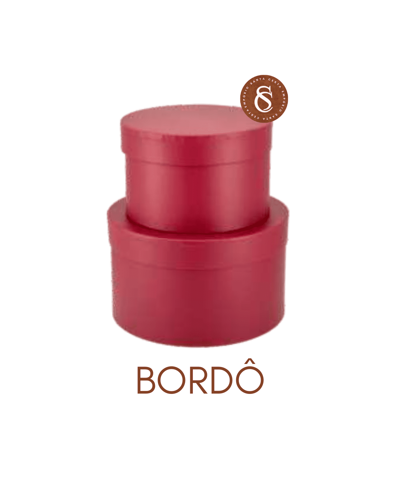 CAIXA REDONDA BORDÔ COM TAMPA M 20X13CM UN