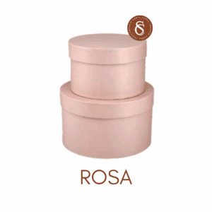 CAIXA REDONDA ROSA COM TAMPA M 20X13CM UN