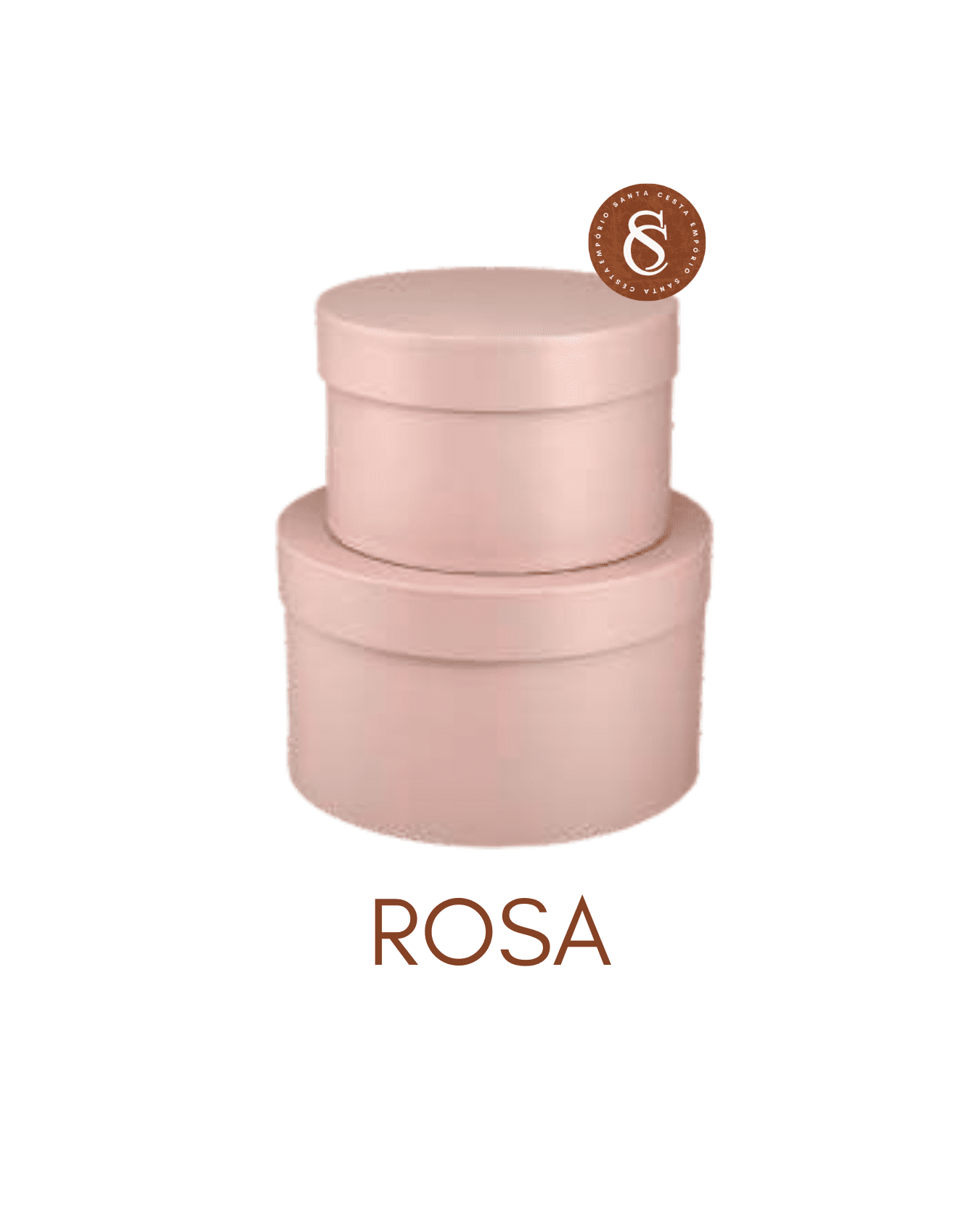 CAIXA REDONDA ROSA COM TAMPA M 20X13CM UN