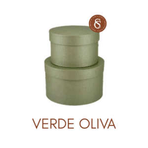 CAIXA REDONDA VERDE OLIVA COM TAMPA M 20X13CM UN