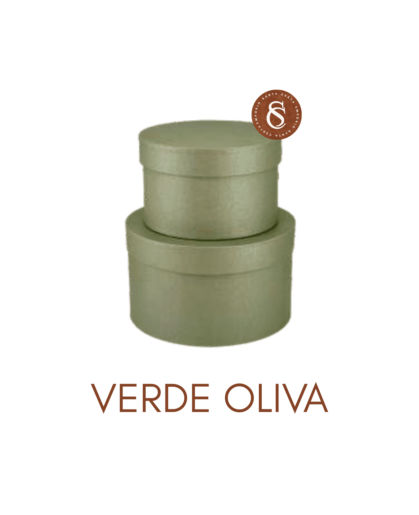 CAIXA REDONDA VERDE OLIVA COM TAMPA M 20X13CM UN