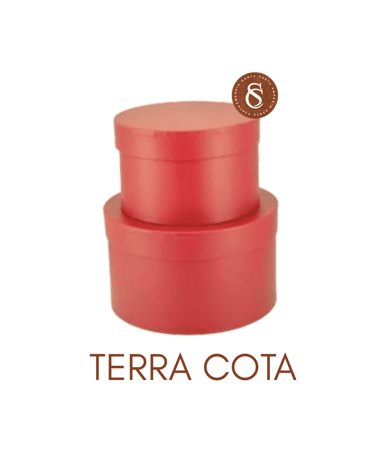 CAIXA REDONDA TERRA COTA COM TAMPA M 20X13CM UN