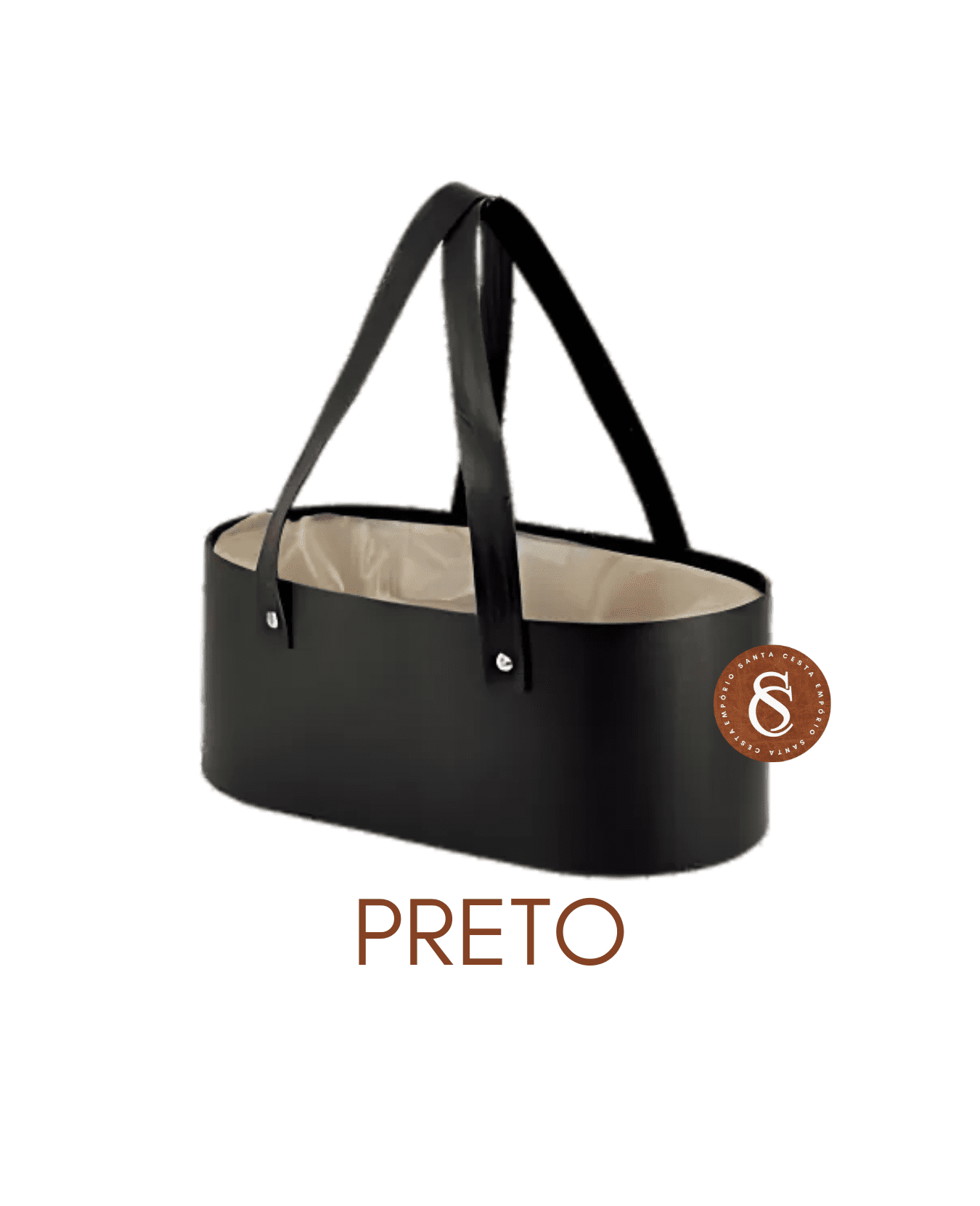 CESTA OVAL PRETA 30x15X12CM UN