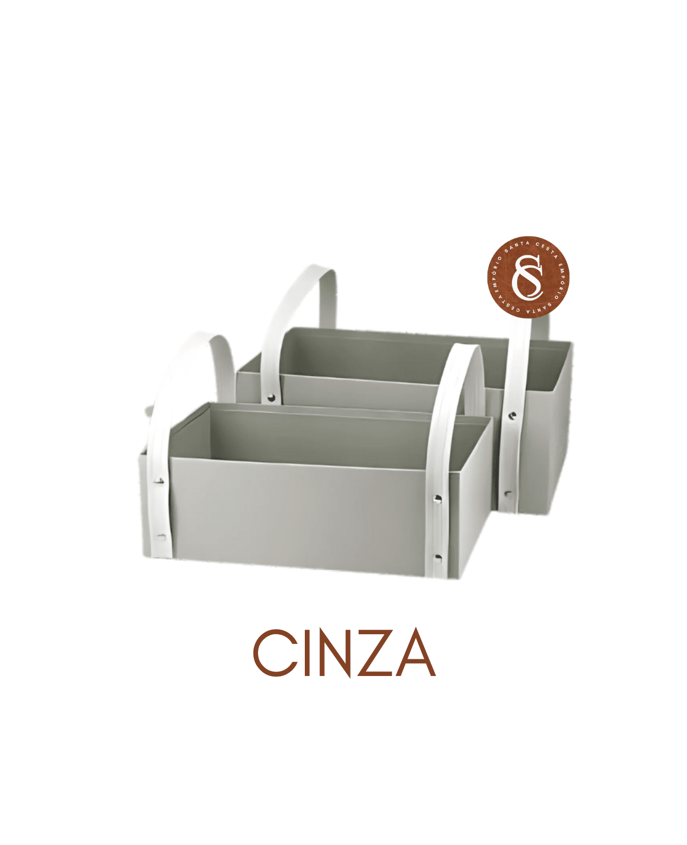 CESTA CINZA RETANGULAR CARTONADA 30x20x10CM UN