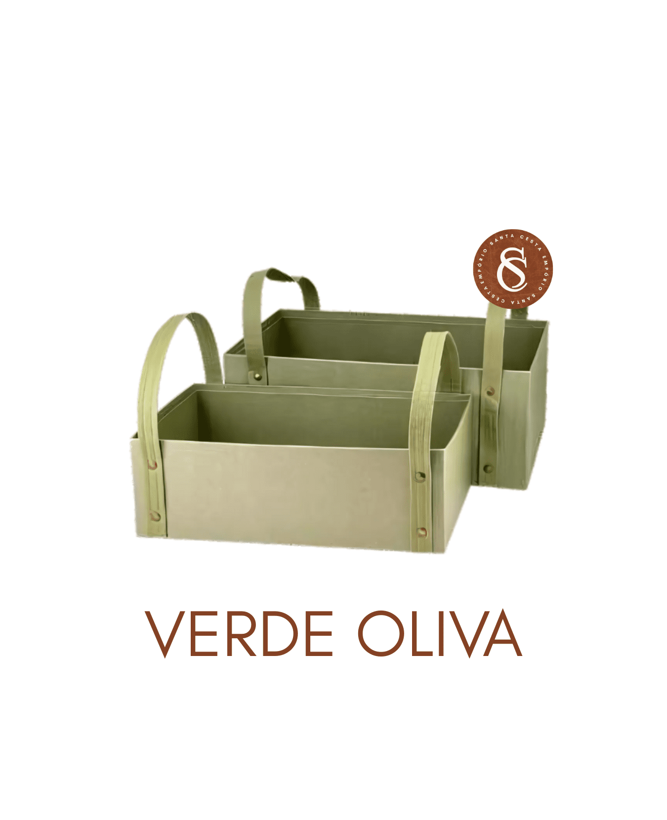 CESTA VERDE OLIVA RETANGULAR CARTONADA 30x20x10CM UN