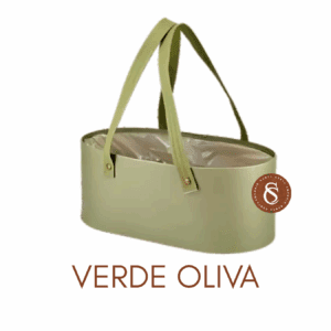 CESTA OVAL VERDE OLIVA 30x15X12CM UN