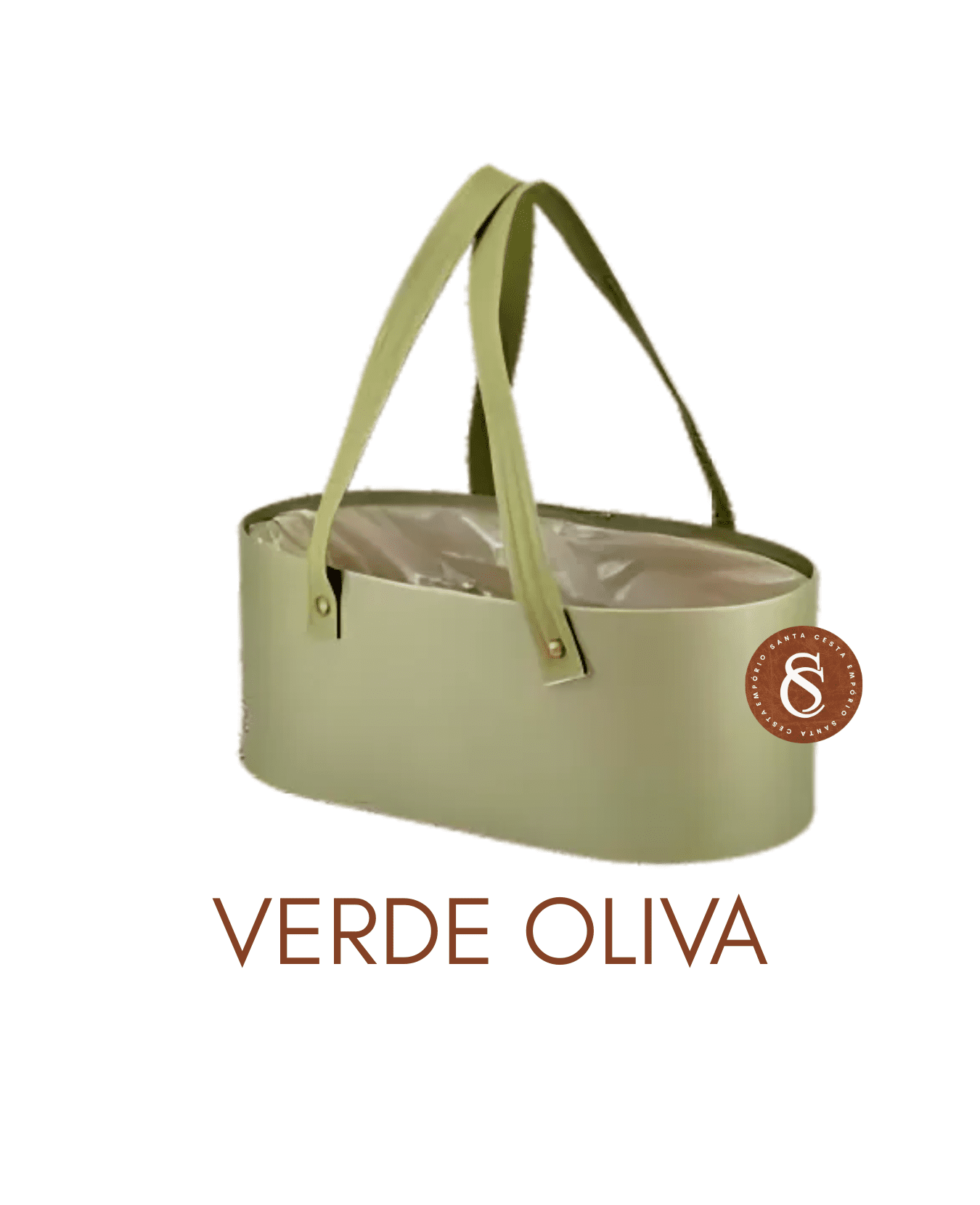 CESTA OVAL VERDE OLIVA 30x15X12CM UN