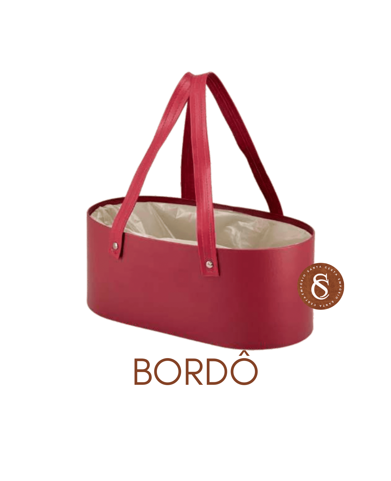 CESTA OVAL BORDÔ 30x15X12CM UN