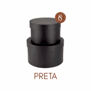 CAIXA REDONDA PRETA COM TAMPA G 25X15CM UN