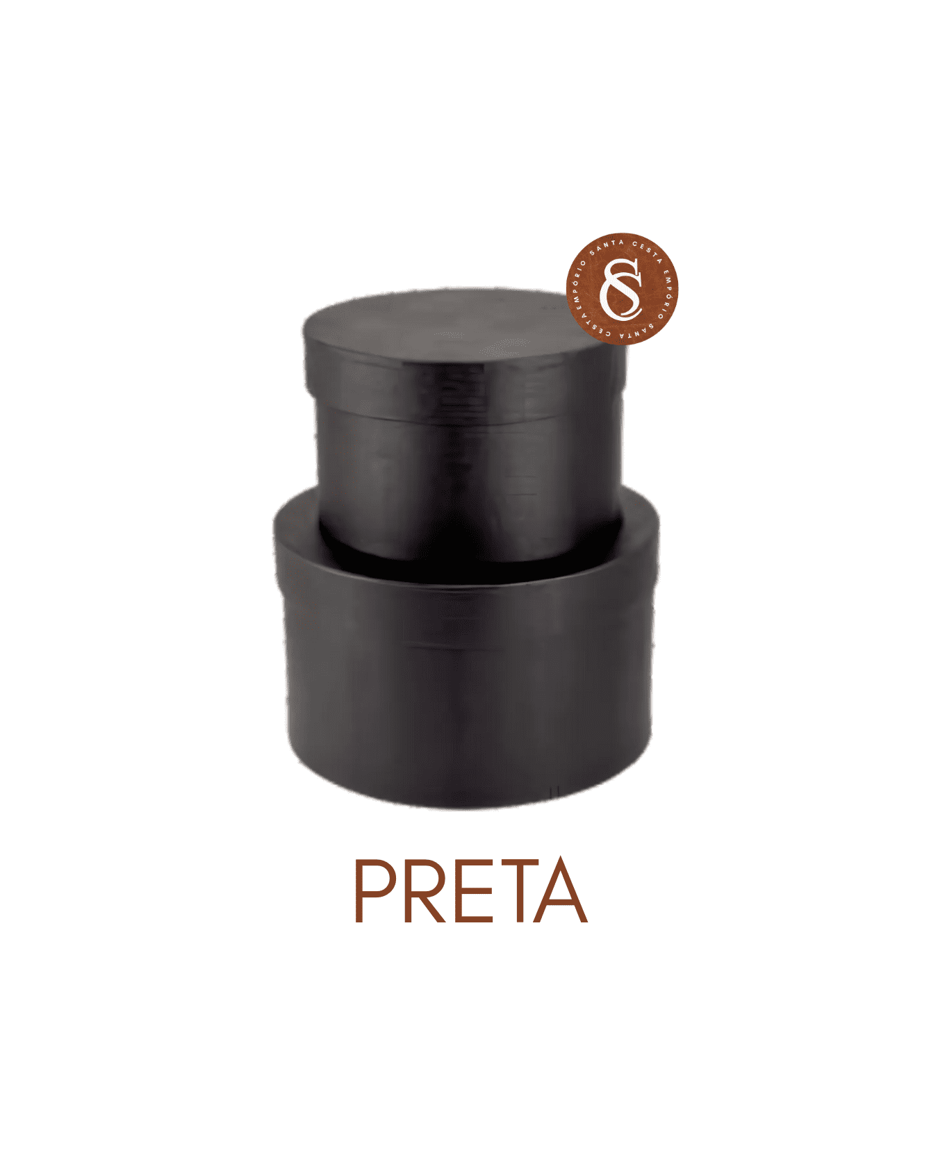 CAIXA REDONDA PRETA COM TAMPA G 25X15CM UN