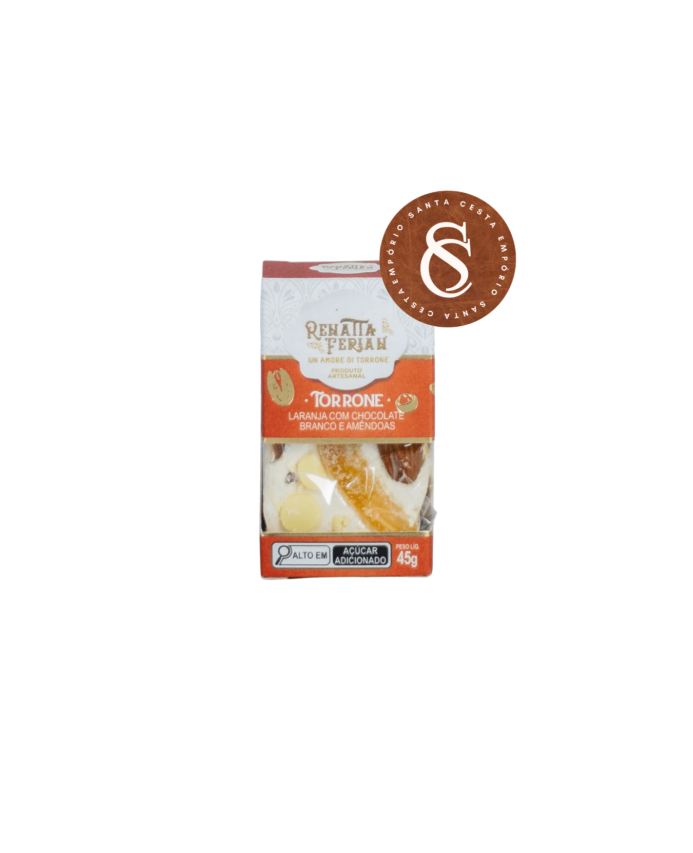 TORRONE DE LARANJA COM CHOCOLATE BRANCO E AMENDÔA RENATA FERIAN 45G