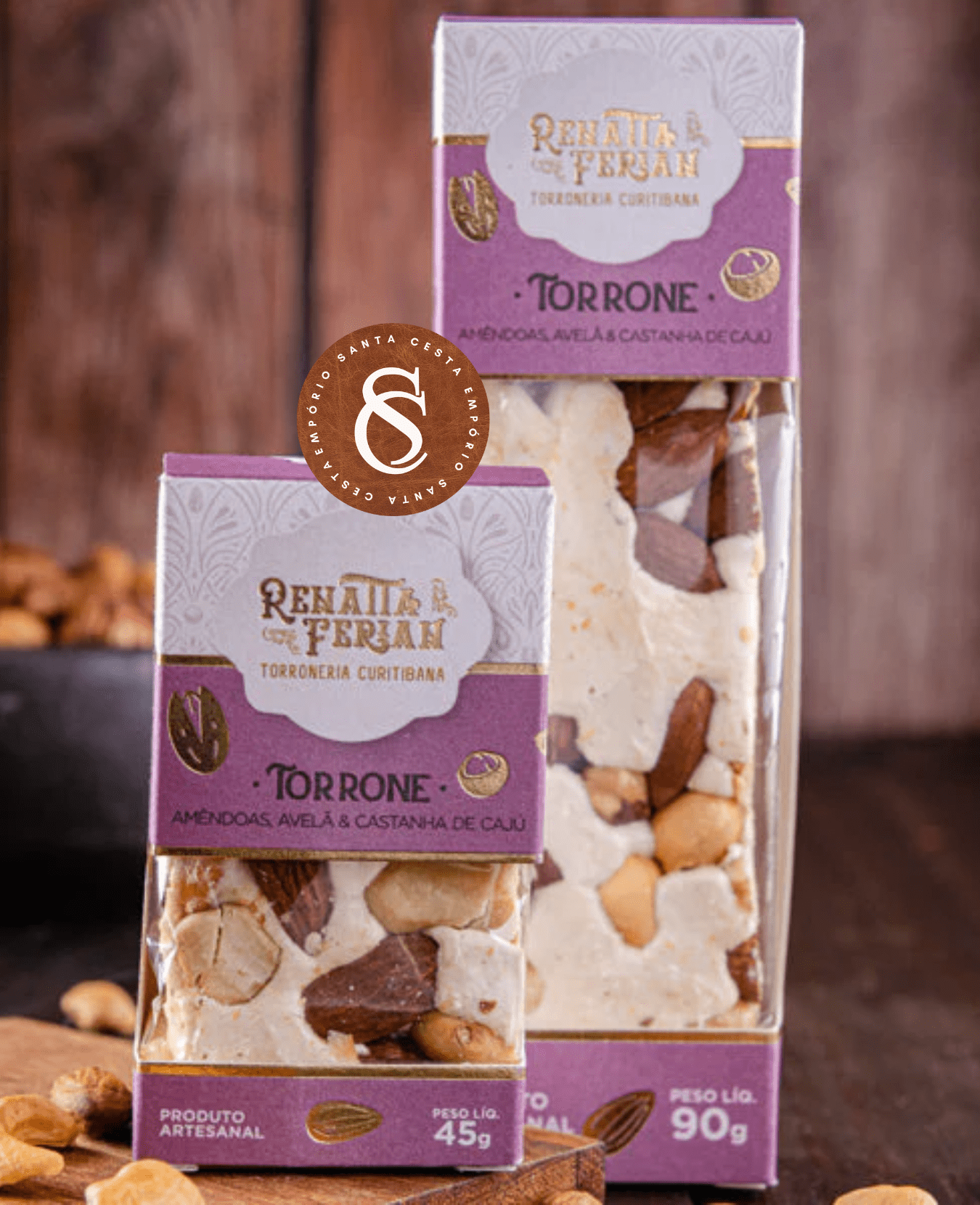 TORRONE DE AMÊNDOA, AVELÃ E CASTANHA DE CAJÚ RENATA FERIAN 45G - Imagem 2