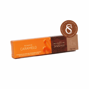 MINI BARRA DE CHOCOLATE AO LEITE 45% COM RECHEIO DE CARAMELO NUGALI 50G