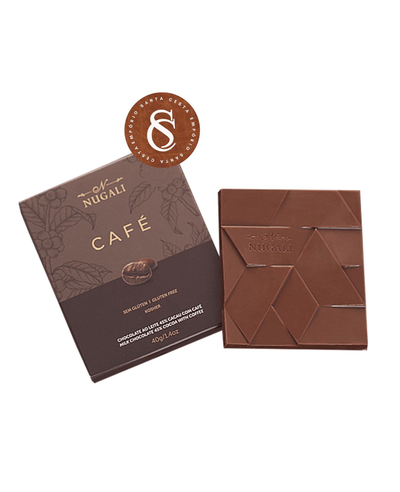 BARRA CHOCOLATE AO LEITE 45% CACAU COM CAFÉ NUGALI 40G