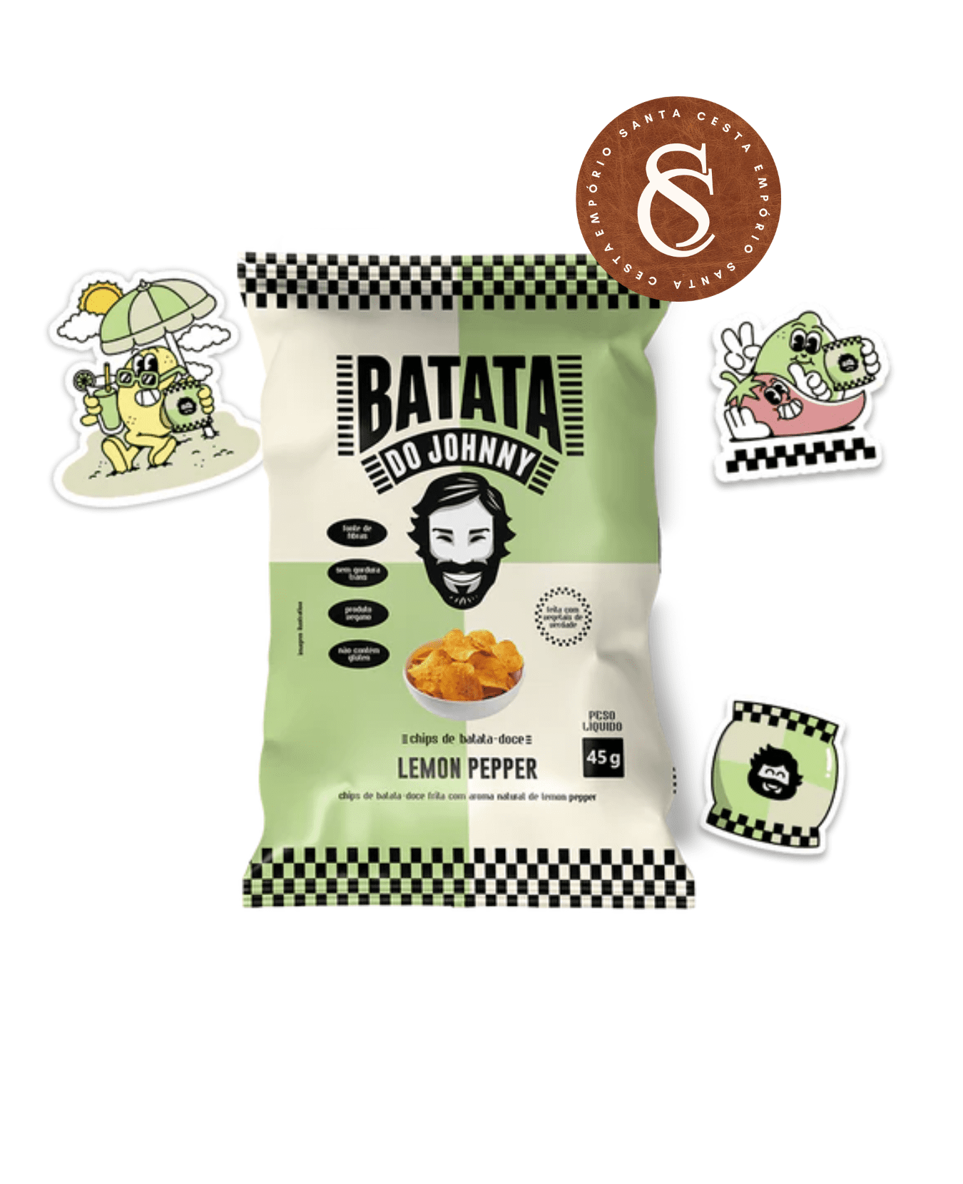 CHIPS DE BATATA DOCE SABOR LEMON PEPPER DO JOHNNY 45G