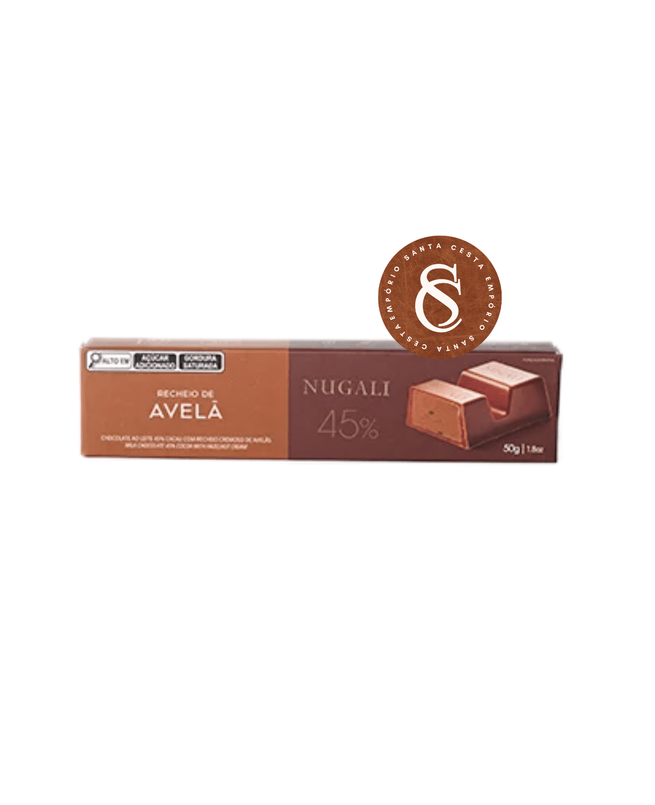 MINI BARRA DE CHOCOLATE RECHEADA COM AVELÃ NUGALI 50G