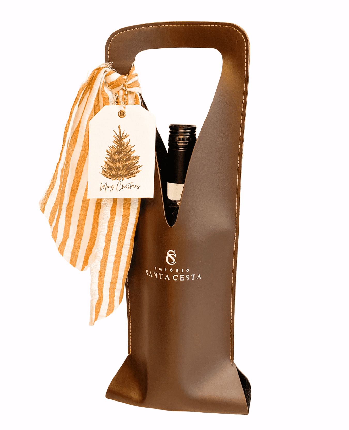 BOLSA PARA VINHO COURO SINTÉTICO - MARROM