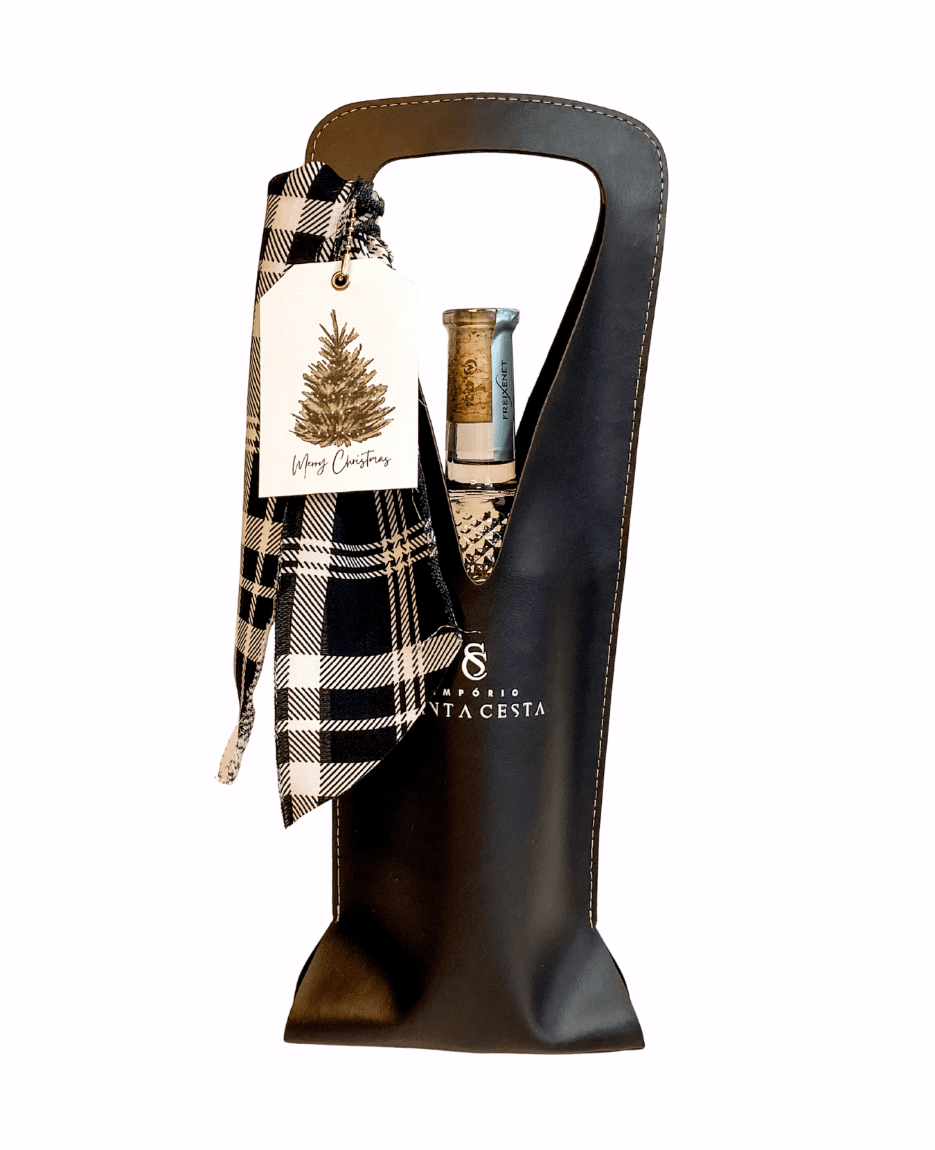 BOLSA PARA VINHO COURO SINTÉTICO - PRETA