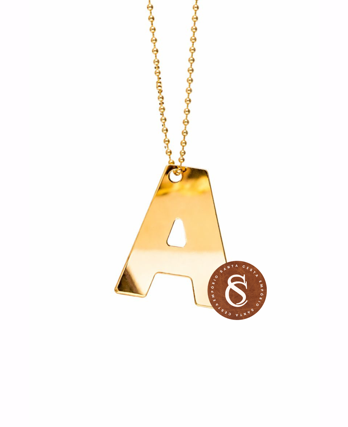 CHAVEIRO INICIAL DO NOME EM ACRÍLICO ESPELHADO DOURADO