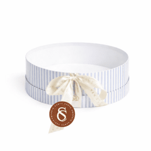 CAIXA CARTONADA REDONDA TAMPA E FUNDO LISTRADA AZUL 25CM