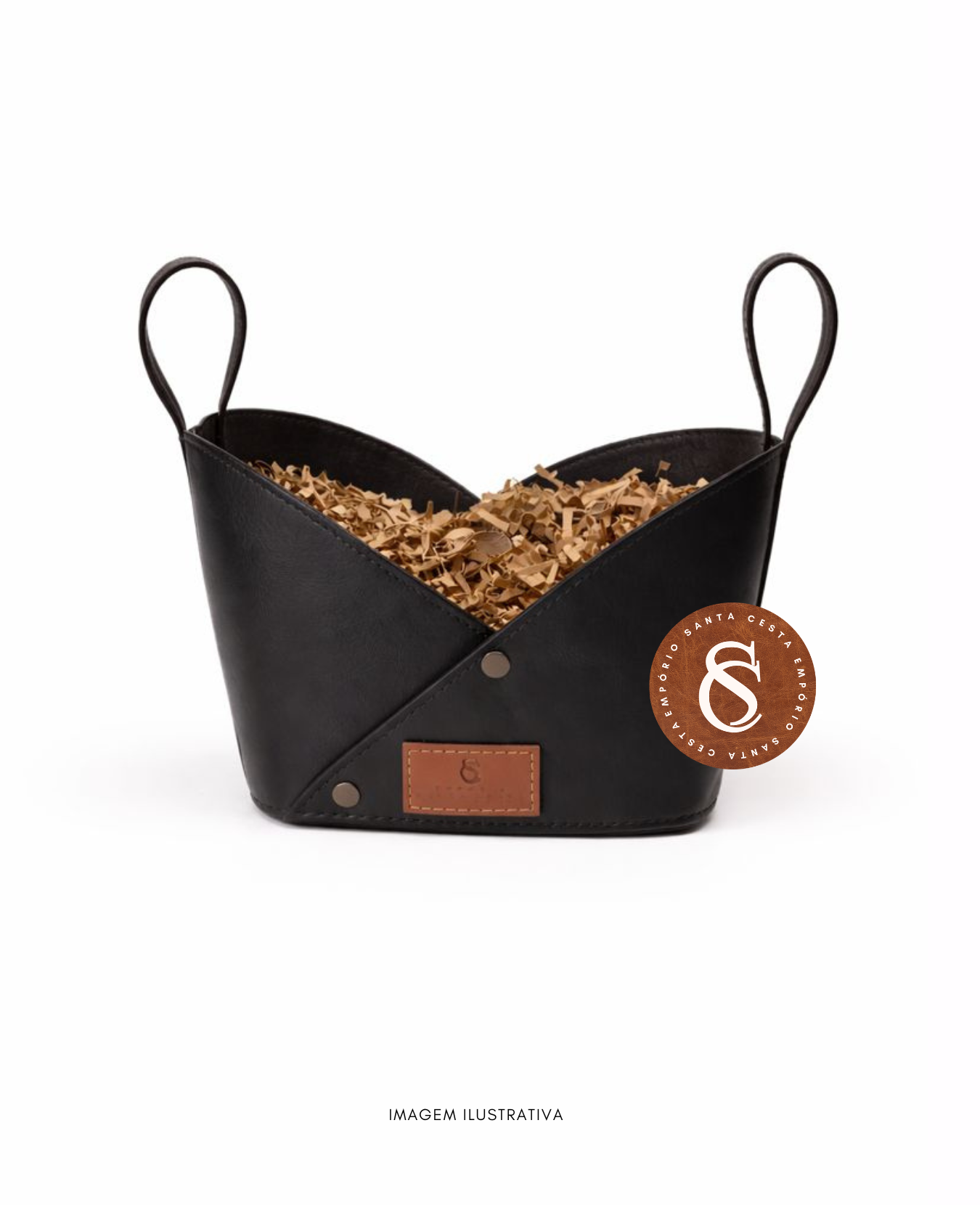 BOLSA DE COURO SINTÉTICO PRETO GRANDE