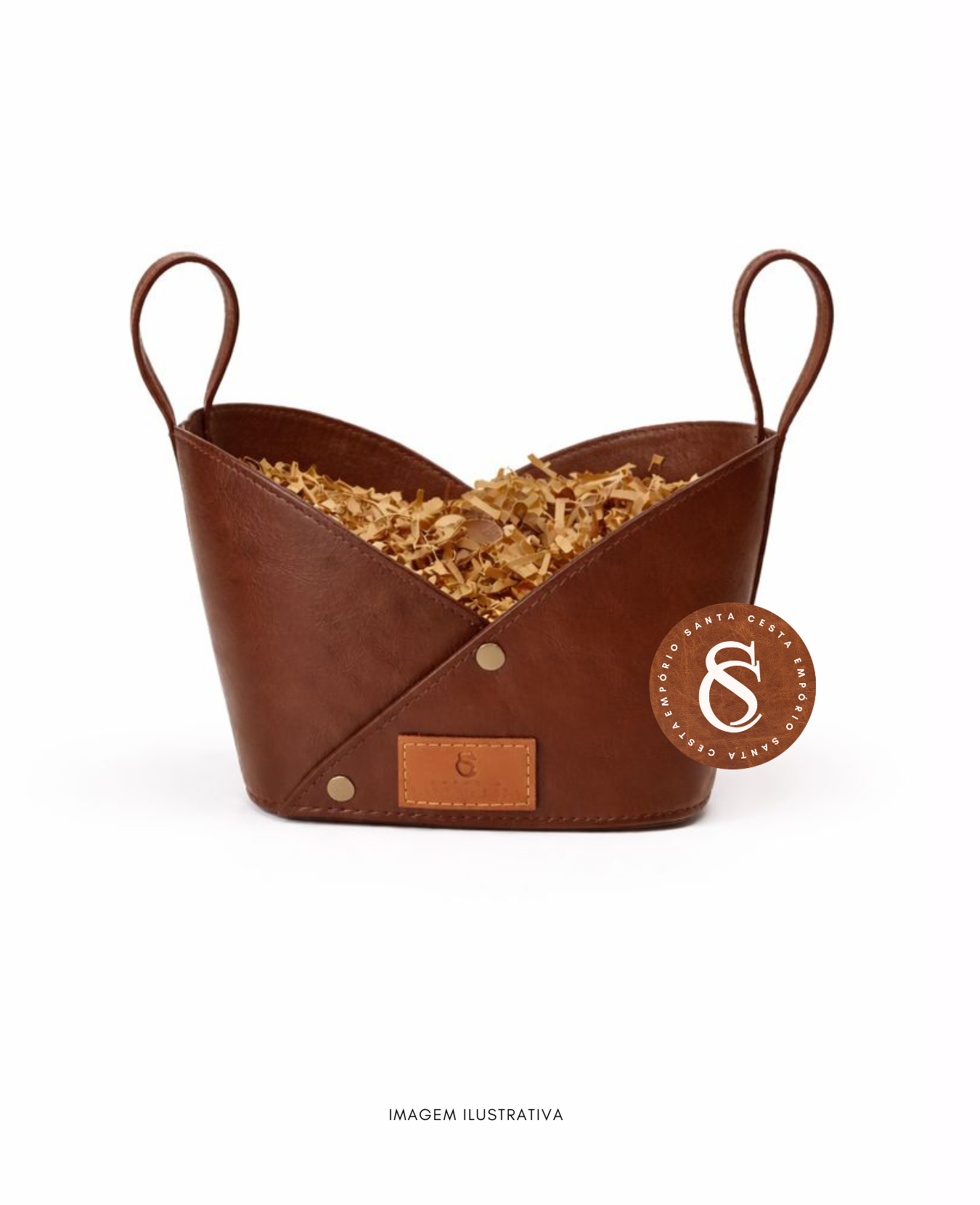 BOLSA DE COURO SINTÉTICO MARROM GRANDE