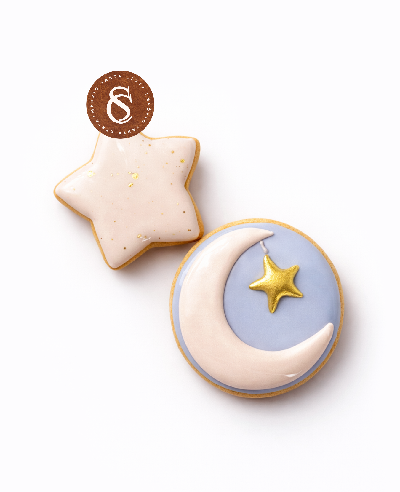 BISCOITO DECORADO LUA E ESTRELA