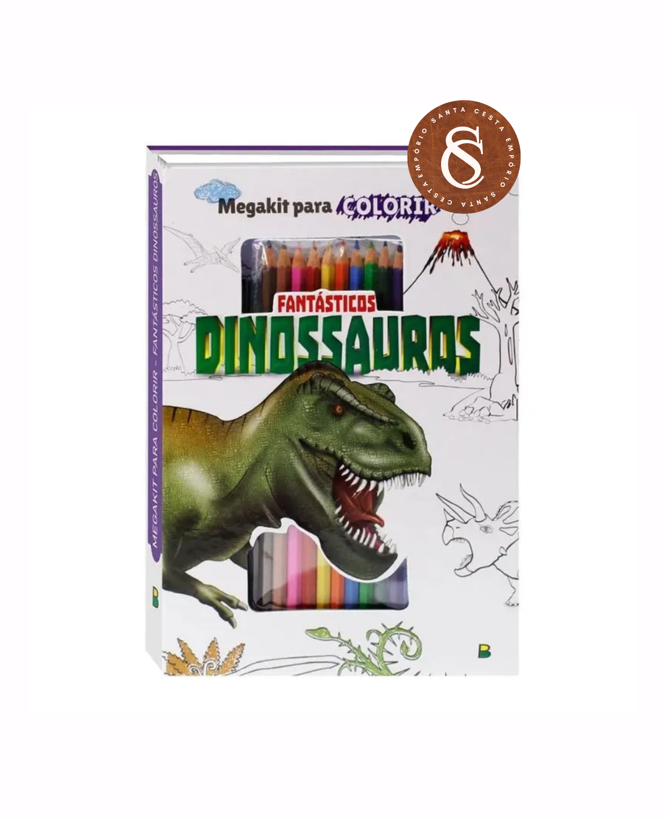 MEGAKIT PARA COLORIR: FANTÁSTICOS DINOSSAUROS (4 ANOS)
