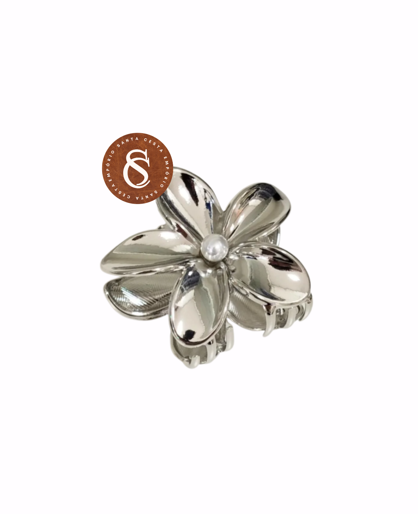 PRENDEDOR DE CABELO FLOR - PRATEADO