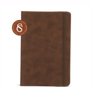 CADERNETA COURO SINTÉTICO MARROM