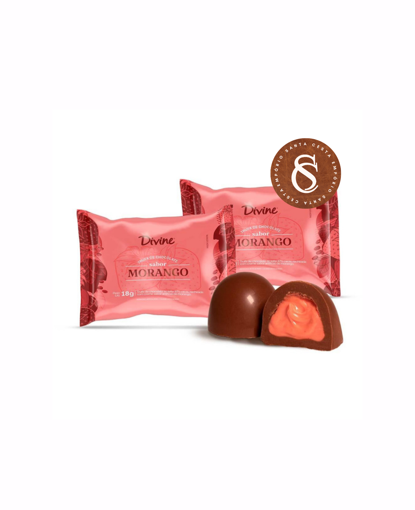 TRUFA DE CHOCOLATE SABOR MORANGO DIVINE 18G