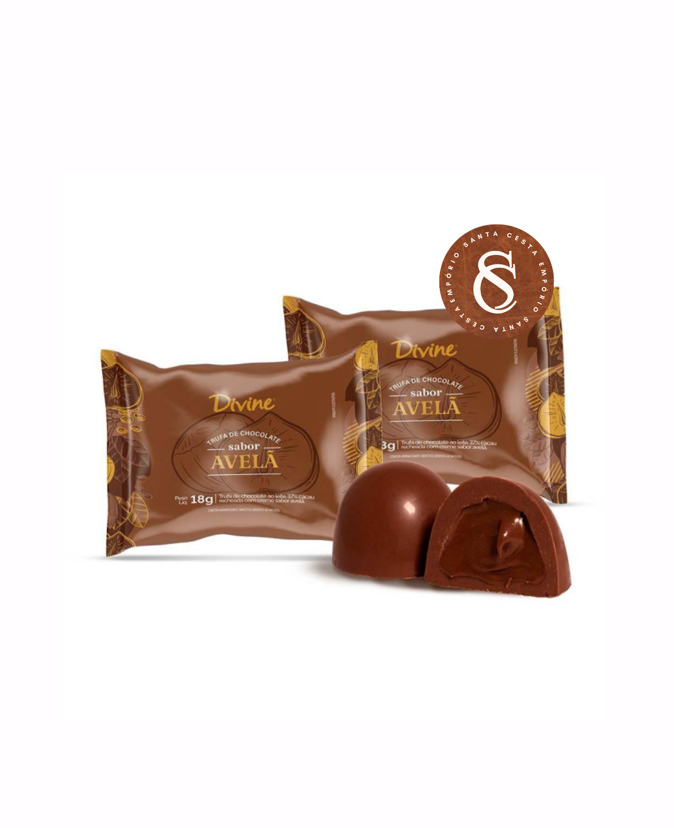 TRUFA DE CHOCOLATE SABOR AVELÃ DIVINE 18G