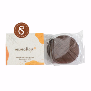 PÃO DE MEL RECHEADO COM DOCE DE LEITE COBERTO COM CHOCOLATE MIMO HOJE 55G
