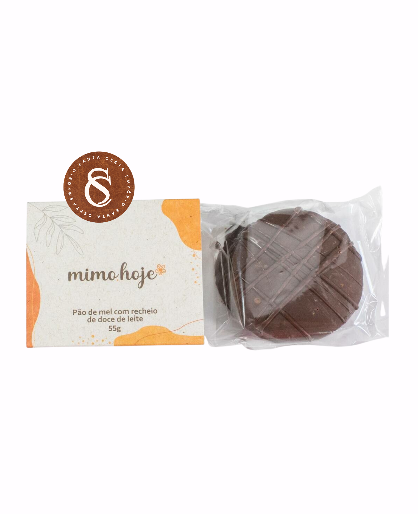 PÃO DE MEL RECHEADO COM DOCE DE LEITE COBERTO COM CHOCOLATE MIMO HOJE 55G