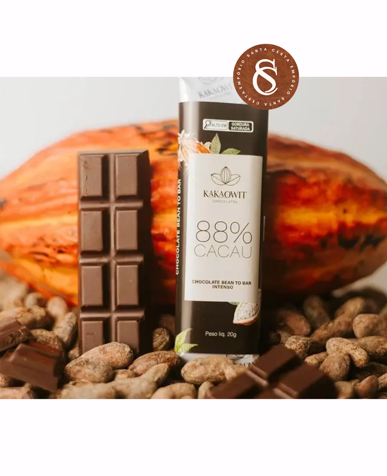 MINI BARRA DE CHOCOLATE 88% CACAU KAKAOWIT 20G
