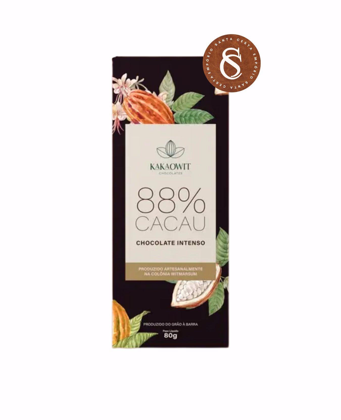 BARRA DE CHOCOLATE INTENSO 88% CACAU KAKAOWIT 80G